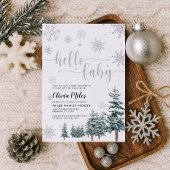 hallo Baby-uitnodiging, zilverwinter baby shower Kaart