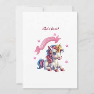 hallo "Baby Unicorn" Ontwerp Geboorte Aankondiging
