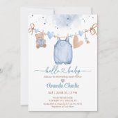 Hallo Baby Valentijnsdag Blue Boy baby shower Kaart (Voorkant)