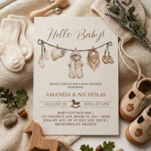 Hallo Baby Waslijn Baby Shower Gestreept Kaart
