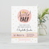 Hallo Baby Waterverf Roze & Goud Baby shower Kaart (Staand voorkant)