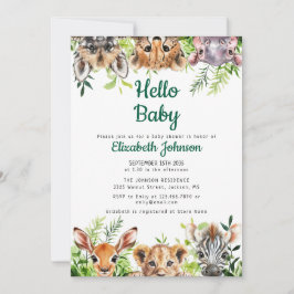 Hallo Baby Waterverf Safari Animals Baby shower Kaart