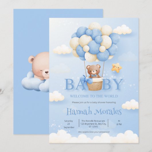 Hallo Baby | Welkom bij de World Baby Invitation Kaart (Voorkant / Achterkant)