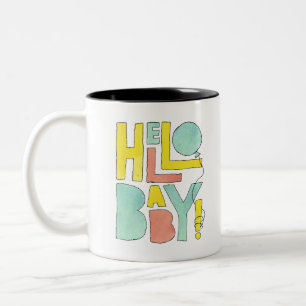 Hallo Baby Welkom bij Pasgeboren Nieuwe Baby Geboo Tweekleurige Koffiemok