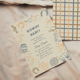 Hallo Baby Western Cowboy Baby Shower Kaart