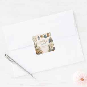Hallo baby western woestijn baby shower vierkante sticker
