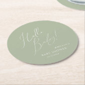 Hallo Baby Whimsical Sage Green Ronde Kartonnen Onderzetter (Gebogen)