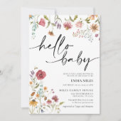 hallo Baby Wildbloem Thema Baby shower Uitnodiging (Voorkant)