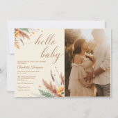 Hallo Baby Wildflower Baby shower Foto Kaart (Voorkant)