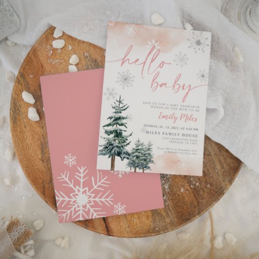 hallo Baby, Winter baby shower nodigmeisje Kaart