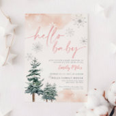 hallo Baby, Winter baby shower nodigmeisje Kaart
