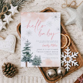hallo Baby, Winter baby shower nodigmeisje Kaart