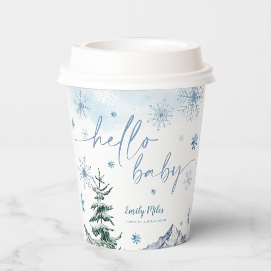 Hallo Baby Winter Wonderland Papieren Bekers (Achterkant)