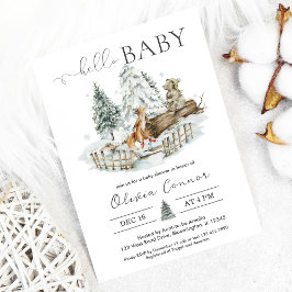 Hallo Baby Winter Woodland Baby shower Kaart