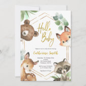 hallo Baby Woodland Baby shower Uitnodiging (Voorkant)