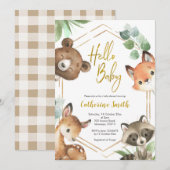 hallo Baby Woodland Baby shower Uitnodiging (Voorkant / Achterkant)