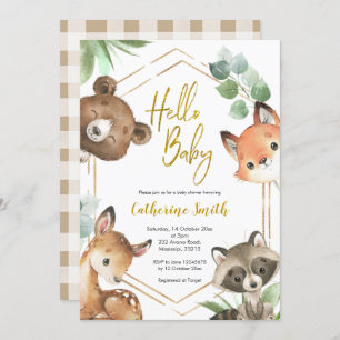 hallo Baby Woodland Baby shower Uitnodiging
