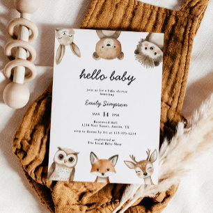 Hallo Baby Woodland Beer Baby Shower Uitnodiging