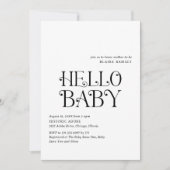 Hallo Baby Zwart Wit Modern Baby shower Kaart (Voorkant)