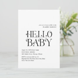 Hallo Baby Zwart Wit Modern Baby shower Kaart