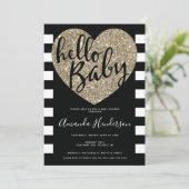 hallo Baby, zwarte & gouden Baby shower Kaart (Staand voorkant)