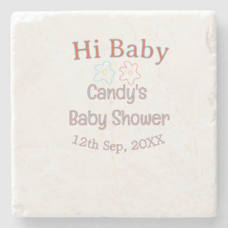 hallo babyfeestje blauw oranje bloem trendy retro  stenen onderzetter