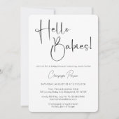 Hallo Baby's Modern Script Baby shower Invitation Kaart (Voorkant)