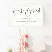 Hallo Baby's Modern Script-Baby shower Spandoek (Insitu)