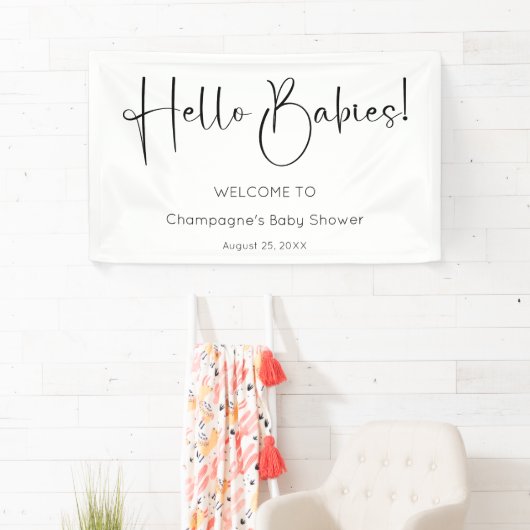 Hallo Baby's Modern Script-Baby shower Spandoek (Insitu)