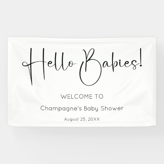 Hallo Baby's Modern Script-Baby shower Spandoek (Horizontaal)