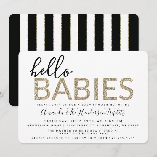 hallo baby's, tweelingen of drieplets Baby shower Kaart (Voorkant / Achterkant)
