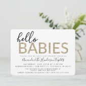 hallo baby's, tweelingen of drieplets Baby shower Kaart (Staand voorkant)