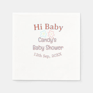 hallo babyshower blauw oranje bloem trendy retro m servet