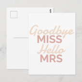 Hallo Bachelorette Party Vaarwel Miss Briefkaart (Voorkant / Achterkant)