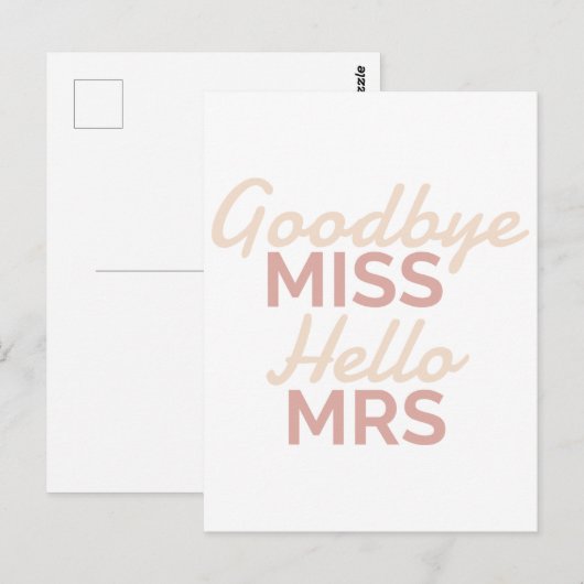 Hallo Bachelorette Party Vaarwel Miss Briefkaart (Voorkant / Achterkant)