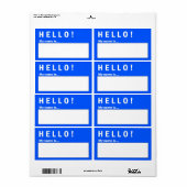 Hallo < Badge Naam Badge Labels (Full Sheet)