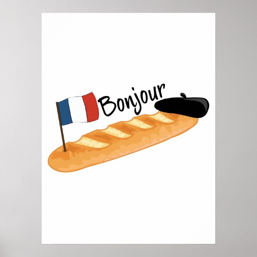 Hallo Baguette - Funny French Food Poster (Voorkant)