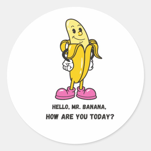 hallo Banana, hoe gaat het met u? ronde sticker (Voorkant)