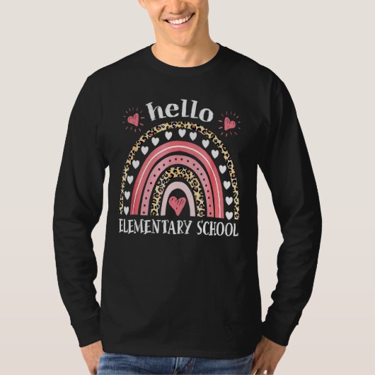 Hallo Basisschool Leopard Rainbow Teacher Ba T-shirt (Voorkant)