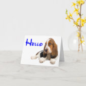 Hallo Basset Hound Puppy Dog Note Kaart (Gele Bloem)