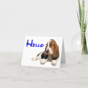 Hallo Basset Hound Puppy Dog Note Kaart