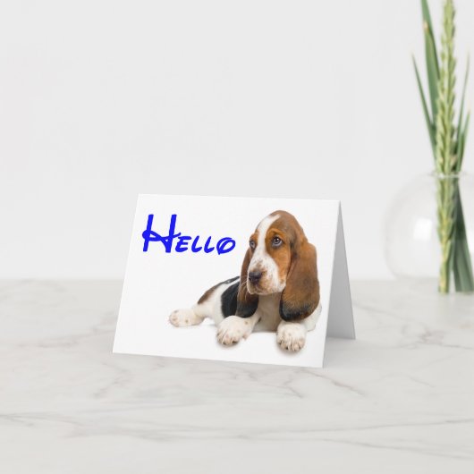 Hallo Basset Hound Puppy Dog Note Kaart (Voorkant)