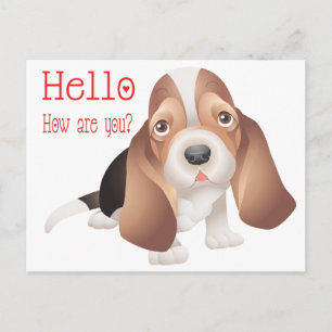 Hallo Basset Hound Puppy Hond Rood Denk Aan Jou Briefkaart