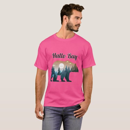 Hallo Bay Bear Silhouette with Forest Landscape in T-shirt (Voorkant volledig)