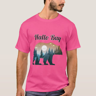 Hallo Bay Bear Silhouette with Forest Landscape in T-shirt