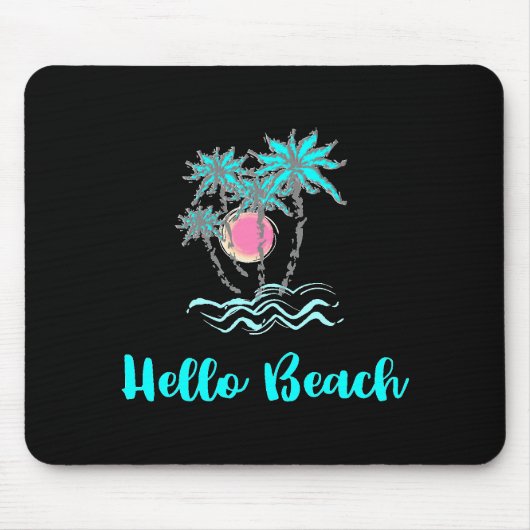 hallo Beach Tropical Style Summer Black Muismat (Voorkant)
