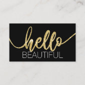 hallo Beauely Gold Typography Beauty Salon Visitekaartje (Voorkant)