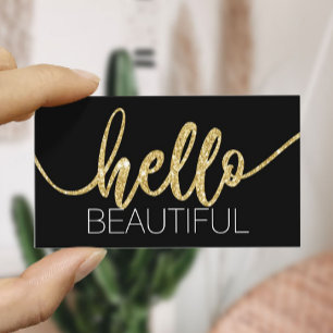 hallo Beauely Gold Typography Beauty Salon Visitekaartje
