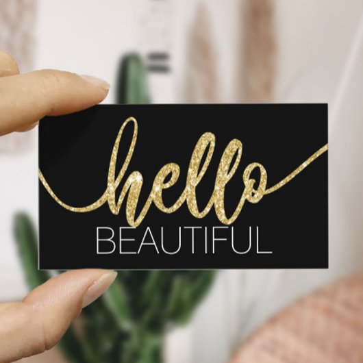 hallo Beauely Gold Typography Beauty Salon Visitekaartje