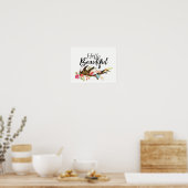 hallo Beauful Antler en Flowers Poster (Keuken)